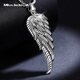 Miss JuJu pt950 trendy electric black platinum feather pendant men's angel wings platinum pendant pendant weight 8.8-9.0g + delivery black leather rope