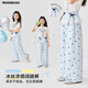 
moonkids children's clothing girls wide-leg pants 2025 new summer clothing children's vacation style wear trousers mosquito-proof summer ice silk pants two-pack [15305 blue +15277 blue] 110 cm