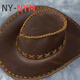 Ny-nym hecho a mano pura masa de vaca gorro de vaquero occidental de cuero de cuero al aire libre Harley copa casual gorro de cuero de cuero genuino visor visor caballero de caballero retro marrón