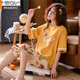 Modal short-sleeved pajamas for women in summer 2025 new cropped pants for women's home clothing set can be worn on the outside two-piece set 9203 yellow XL spot: (recommended 115-130Jin [Jin equals 0.5 kg])