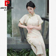 皮尔卡丹（pierre cardin）年轻款民国风旗袍2025新款女新中式气质高端日常可穿高级感连衣裙 杏色1283 S