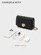 
CHARLES/KEITH Classic Diamond Chain Shoulder Bag Small Square Bag Women's Bag Birthday Gift CK2-70160112-4 S Black Black