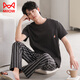 Catman (Miiow) PAJAMAS DE SUMER Cotton de algodón puro pantalones de manga corta de algodón de manga que se puede usar de gran tamaño y casual en el juego de ropa para el hogar de algodón exterior Q12014 L