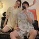 Fan Miaoli Pareja Pajamas para mujeres en algodón de verano Cárdigan de manga corta Traje transpirable Estudiante Men sueltos Internet Ropa de celebridad de ropa para el hogar Summer 719# Crayon Shin-shi XL Women (recomendado 125-150Jin [Jin iguala 0.5 kg])