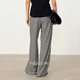 Le pantalon Soong / Plaid Pantalon classique en noir et blanc à plaid contrasté Soft Summer Mid-Wide-leg-leg décontracté Pantalon 6623 Plaid noir et blanc en avant-vente [Code de carte petit] 36 (tour de taille 62) [105jin [Jin est égal à 0,5 kg]]]