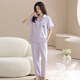 Fenton Pajamas for Women 100% Cotton 2025 Casual Breathable Homewear Set Can Be Weared Thin New Style Light Purple - Women's 2XL