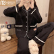 Modal couple pajamas for women spring and autumn cartoon sweet suit long-sleeved cardigan solid color casual wearable pure cotton home clothes pink love L recommended 95-110Jin Jin equals 0.5 kg