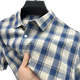 KAZUKI KURAISHI High Quality New Short Sleeve Pure Cotton Plaid Summer Shirt Men's Casual Cotton Half Sleeve Shirt Loose Khaki NK-825 M 48