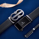 Paul Meisid Herrengürtel Doppelschnalle Set Echtes Leder automatischer Schnalle Belt Birthday Geschenkbox für Freund Ehemann Vater Praktische 600711+867 [Doppelschnalle Blue Wood Box Set] 120 cm Andere Länge Kontakt Kundendienst Note