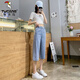 Jeans de tenis de pájaros carpinteros para mujeres para el verano delgada 2025 Nuevos pantalones rectos elásticos rectos sueltos y versátiles de color azul claro 738 S Recomendado/80-95Jin [Jin es igual a 0,5 kg]