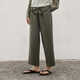 
LESS [same style in the mall] 2025 summer new wool casual straight cutout pants for women 2P4E13660 367 deep tea green L