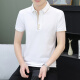 Polo shirt men's short-sleeved T-shirt summer trendy brand business casual collar top men's lapel half-sleeved T-shirt black QY723 L