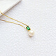 ZHUELLA Freshwater Pearl Vintage Green Zircon 925 Silver Pendant Necklace 7.5-8.5mm