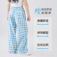
Ikano I.KARNOW girls wide-leg pants ice silk 2025 summer new blue plaid pants children girls pants summer casual straight 15270 navy blue 120