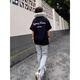 
POUM short-sleeved T-shirt men's 2025 summer loose American high street trendy brand letter printed T-shirt top YGWP-M691 black L