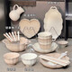 Xibaisheng Bowl und Plattengeschirr Hauswarming Geschenk Neues Haus Relocation Geschenk Haushalt Keramikschale und Tellerschale und Chopstick Set Unterglasur Farbe 2 Personen ohne goldene Geschenkbox Set 13568 Stücke