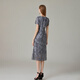 Classic Story (JANE STORY) 2025 new summer design chiffon dress women's high-end generous skirt French waist-hugging long skirt gray blue flower L