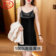 LangSha 2025 new high-end cool silk pajamas for women in summer middle-aged mother sexy mulberry silk suspender nightgown nightgown 6625-green soft and delicate skin-friendly [Send your wife to give your mother] M 85-100Jin [Jin equals 0.5 kg] [Send your wife to give your mother]