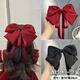 Muyu bow hair clip purely handmade three-layer red headdress duckbill hair clip hair clip ponytail hairpin for women on the back of the head burgundy streamer hair clip one pack