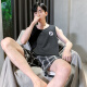 雅鹿夏季纯棉背心睡衣男宽松休闲两件套装夏天薄款中年男士无袖家居服 H9928(短袖短裤) L(建议100-120斤) 均码