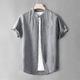 DK brand men's 100% pure linen short-sleeved shirt for men's Chinese stand-up collar summer breathable thin all-seed shirt White XL (suitable for 145~160 Jin [Jin equals 0.5 kg])