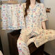 Liushan pajamas for women in summer new short-sleeved trousers pure cotton thin three-piece set sweet and cute student home clothes can be worn outside FS-14107 three-piece set M [75-95]