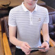 Crocodile Shirt Brand Summer Trendy Brand T-shirt Men T-shirt rayé Nouveau Polo à manches à demi-manche Men à manches courtes 7029 White 3XL161-170JIN [Jin est égal à 0,5 kg]