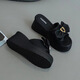 Clai de taille brisée Perle King High Talon Slippers pour les femmes Talons de semelles épaisses d'été Tour les tongs Slivers de cravate de papillon