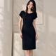 Roeyshouse Looki Intellectual Black Hip-Wood Robe for Women 2025 Été Nouveau Temperament Slim One-Link Jupe 12112 Black S