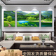 Landscape painting Living room decoration painting Green mountains and green water sofa background wall Sanlian mural office attracts wealth landscape hanging painting 12596 sunrise in green mountains 80*60 sides 40*60 gold frame oil canvas