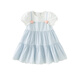 DAVE&BELLA summer new pure cotton girls dress baby girl fake two-piece dress children's princess dress cake dress plaid ready stock 90 cm (recommended height 80-90cm)