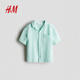 H&M Children's Clothing Children's Boys' Shirt Spring Fashion Cuban Collar Muslin Shirt 1274050 Light Turquoise 120 120/64