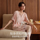 
Langsha ice silk thread pajamas for women in summer with chest pad anti-convex short-sleeved cardigan cute sweet cartoon home clothing set YN983 comes with chest pad 2XL [Suggested weight 140-160Jin [Jin equals 0.5 kg]]