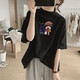 HKPK hohe Neck-Kurzärärmel-Frauen-High-End-Feeling Lose Small Summer Cotton T-Shirt für Frauendesign-Nische und vielseitige altersreduzierende T-Shirt White [1278-Blue] S für 90-110jin [Jin gleich 0,5 kg] universelle Größe