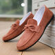 Yiliangying Doudou Shoes Men's Spring 2024 Nuevo mate de cuero de terciopelo inverso y pedaleo Pequeños zapatos de cuero me encantan los zapatos de conducción D753 Azul, disparo pequeño, gran tamaño 39