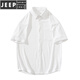 Jeep Spirit Summer New Ice Seide dünne Kurzarmhemd Herren Paar Lose großer großer Farbe Casual Trendy Brand Hemd Jacke C844 Schwarz XL
