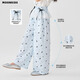 
moonkids children's clothing girls wide-leg pants 2025 new summer clothing children's vacation style wear trousers mosquito-proof summer ice silk pants two-pack [15305 blue +15277 blue] 110 cm
