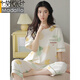 Modal 2025 air-conditioning suit pajamas for women in summer pure cotton short-sleeved cropped pants can be worn on the outside sweet and casual cotton home clothes 607 gray stripes black and white stripes 9848 XL Recommended 115-130Jin [Jin equals 0.5 kg]