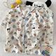 Ziweiqi lindo crayón pijama de algodón shin-yun para mujeres cardigan de verano dibujos animados de ropa para el hogar