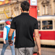 Mr. Bu patented collar three-pin button exquisite business POLO men's summer moisture-absorbing and breathable solid color short-sleeved AT12161 piano black XL (180)