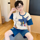 Lianshurou boy pajamas children's summer thin cotton short-sleeved suit medium-sized children 12-year-old boy fashionable summer home clothes 691 S Recommended 140-150 cm Weight 65-80