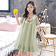 
Snoopy (SNOOPY) summer new style short-sleeved girls nightgown loose girls nightgown ice silk medium-sized children's pajamas dress 687 short-sleeved lace bow apricot nightgown 170 cm