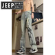 Jeep Spirit Jeep Flame Jeep Jeans Herren Sommertrendmarke Straight Hosen High Street Style 692-Black 2xl [135-150jin [Jin entspricht 0,5 kg]]
