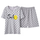 Pyjamas modal pour femmes été 2025 Nouveau coton pur coton à manches courtes à manches minces gras mm200jin [Jin est égal à 0,5 kg] grande taille de vêtements pour filles costumes à manches courts-Q1392 SMIEY SMILEY FACE L FEMMES STANDARD 2X Recommandation 1e