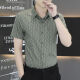 罗蒙条纹夏季冰丝潮流男士短袖免烫衬衫衬衣休闲商务薄款新款抗皱韩版 7029黑色 M  95-110斤