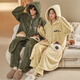 Fuxinkang coral velvet couple pajamas men's autumn and winter thickened and extended loose women's nightgown flannel bathrobe home clothes PY-6627 XL - women [height 165-170-weight 120-140]