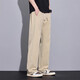 
EGMO ice silk casual pants for boys summer thin breathable wide-leg long pants for men 2025 new loose straight sports pants black 6623 2XL