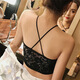 Lace underwear cross strap halter neck anti-exposure bottoming bra women's tube top beautiful back wrap chest strap chest pad vest white one size