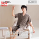 
Catman MIIOW pure cotton pajamas men's summer cardigan short-sleeved loose 2025 new style can be worn on the outside lapel home clothing two-piece set 9227 [pure cotton loose style] 3XL [175-195Jin[Jin equals 0.5 kg]]