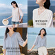Xiangying Wang Churan star same style white baby doll top women's summer linen shirt light thin v-neck shirt blue L 165/88A/110-125Jin Jin equals 0.5 kg